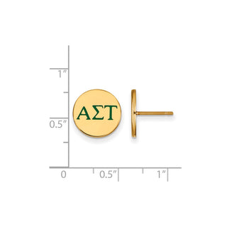 Sterling Silver Gold-plated LogoArt Alpha Sigma Tau Sorority Greek Letters Color Enamel Post Earrings GP032ALS