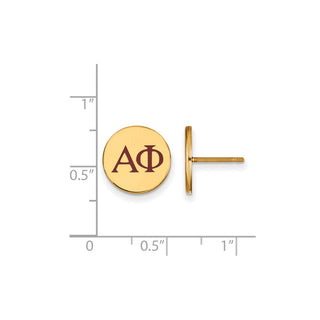 Sterling Silver Gold-plated LogoArt Alpha Phi Sorority Greek Letters Color Enamel Post Earrings GP032APH