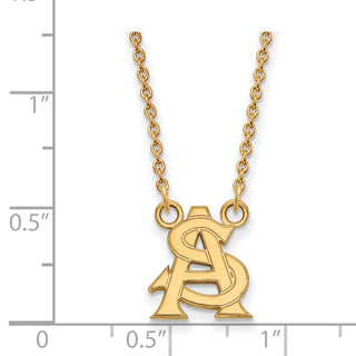 14k Gold LogoArt Arizona State University A-S Small Pendant 18 inch Necklace