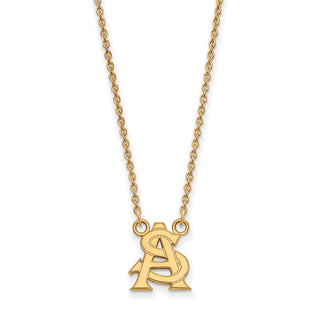 10k Gold LogoArt Arizona State University A-S Small Pendant 18 inch Necklace
