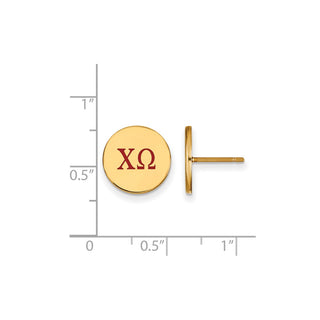 Sterling Silver Gold-plated LogoArt Chi Omega Sorority Greek Letters Color Enamel Post Earrings GP032CHO