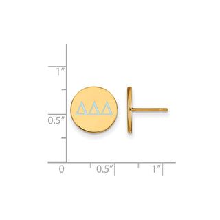Sterling Silver Gold-plated LogoArt Delta Delta Delta Sorority Greek Letters Color Enamel Post Earrings GP032DDD
