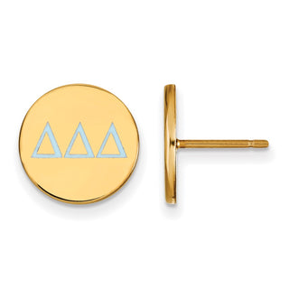 Sterling Silver Gold-plated LogoArt Delta Delta Delta Sorority Greek Letters Color Enamel Post Earrings GP032DDD