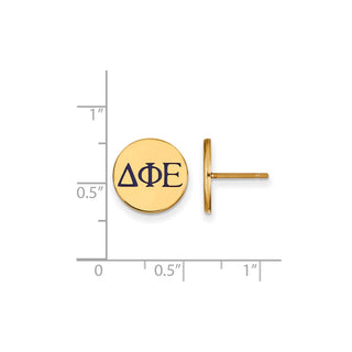 Sterling Silver Gold-plated LogoArt Delta Phi Epsilon Sorority Greek Letters Color Enamel Post Earrings GP032DPH