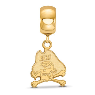 Sterling Silver Gold-plated LogoArt East Carolina University Pirate Small Dangle Bead Charm GP032ECU