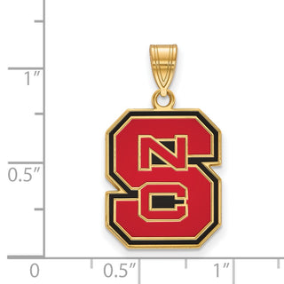 Sterling Silver Gold-plated LogoArt North Carolina State University N-C-S Large Enameled Pendant