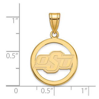 Sterling Silver Gold-plated LogoArt Oklahoma State University O-S-U Small Circle Pendant