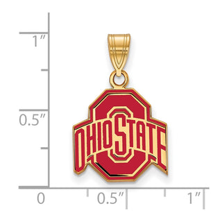 Sterling Silver Gold-plated LogoArt The Ohio State University Medium Enameled Pendant