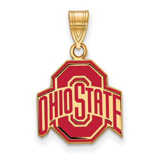 Sterling Silver Gold-plated LogoArt The Ohio State University Medium Enameled Pendant