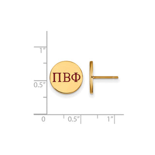 Sterling Silver Gold-plated LogoArt Pi Beta Phi Sorority Greek Letters Color Enamel Post Earrings GP032PBP