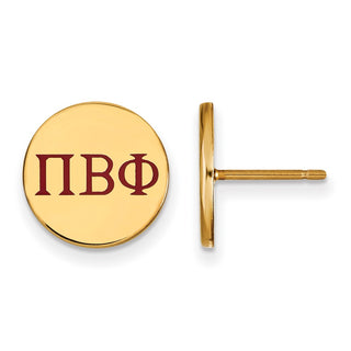 Sterling Silver Gold-plated LogoArt Pi Beta Phi Sorority Greek Letters Color Enamel Post Earrings GP032PBP