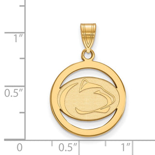 Sterling Silver Gold-plated LogoArt Penn State University Lion Medium Circle Pendant