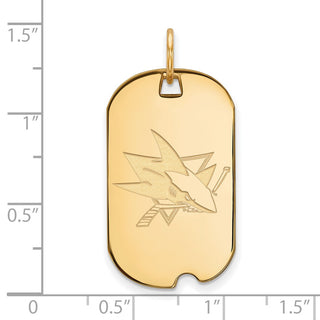 Sterling Silver Gold-plated NHL LogoArt San Jose Sharks Small Dog Tag Pendant