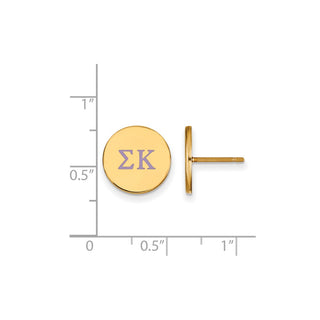 Sterling Silver Gold-plated LogoArt Sigma Kappa Sorority Greek Letters Color Enamel Post Earrings GP032SKP