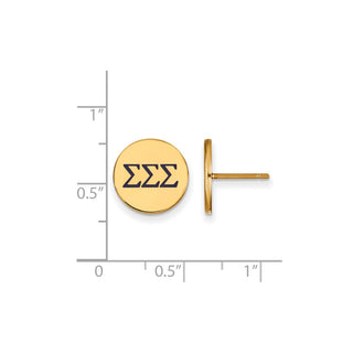 Sterling Silver Gold-plated LogoArt Sigma Sigma Sigma Sorority Greek Letters Color Enamel Post Earrings GP032SSS