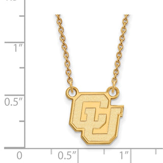 10k Gold LogoArt University of Colorado C-U Small Pendant 18 inch Necklace