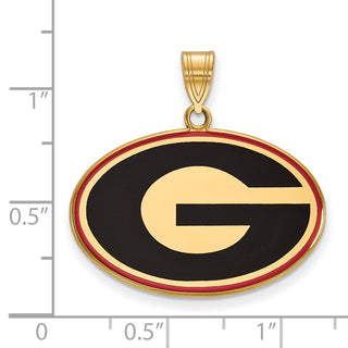 Sterling Silver Gold-plated LogoArt University of Georgia Letter G Large Enameled Pendant