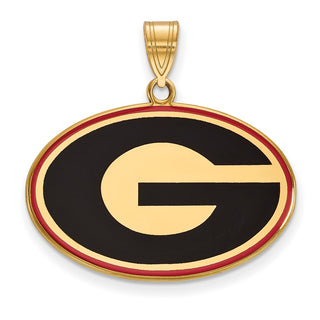 Sterling Silver Gold-plated LogoArt University of Georgia Letter G Large Enameled Pendant