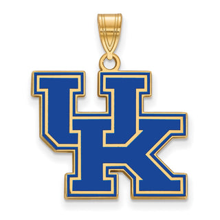 Sterling Silver Gold-plated LogoArt University of Kentucky U-K Large Enameled Pendant