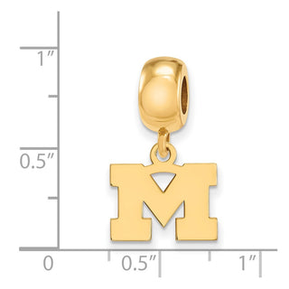Sterling Silver Gold-plated LogoArt University of Michigan Letter M Extra Small Dangle Bead Charm
