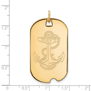 Sterling Silver Gold-plated LogoArt US Naval Academy Anchor Large Dog Tag Pendant