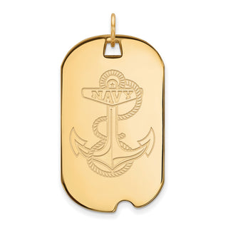 Sterling Silver Gold-plated LogoArt US Naval Academy Anchor Large Dog Tag Pendant