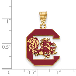 Sterling Silver Gold-plated LogoArt University of South Carolina Lg Enameled Pendant