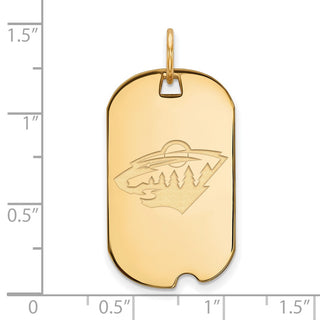 Sterling Silver Gold-plated NHL LogoArt Minnesota Wild Small Dog Tag Pendant