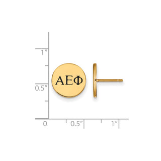 Sterling Silver Gold-plated LogoArt Alpha Epsilon Phi Sorority Greek Letters Black Enamel Post Earrings