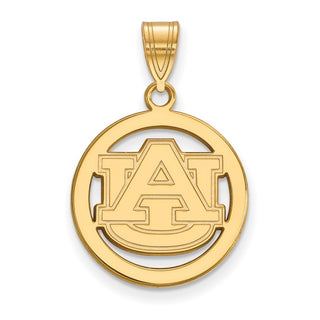 Sterling Silver Gold-plated LogoArt Auburn University Medium Circle Pendant