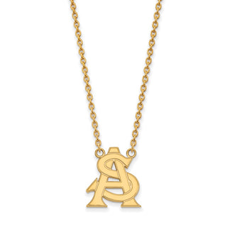 14k Gold LogoArt Arizona State University A-S Large Pendant 18 inch Necklace