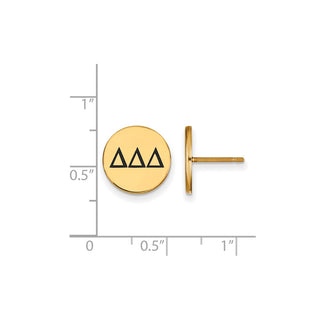 Sterling Silver Gold-plated LogoArt Delta Delta Delta Sorority Greek Letters Black Enamel Post Earrings