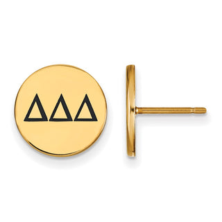Sterling Silver Gold-plated LogoArt Delta Delta Delta Sorority Greek Letters Black Enamel Post Earrings