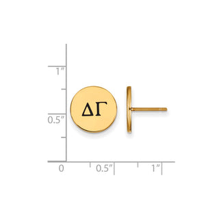 Sterling Silver Gold-plated LogoArt Delta Gamma Sorority Greek Letters Black Enamel Post Earrings