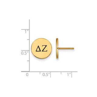 Sterling Silver Gold-plated LogoArt Delta Zeta Sorority Greek Letters Black Enamel Post Earrings
