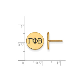 Sterling Silver Gold-plated LogoArt Gamma Phi Beta Sorority Greek Letters Black Enamel Post Earrings