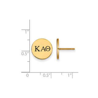 Sterling Silver Gold-plated LogoArt Kappa Alpha Theta Sorority Greek Letters Black Enamel Post Earrings
