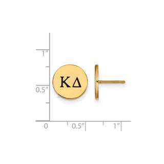 Sterling Silver Gold-plated LogoArt Kappa Delta Sorority Greek Letters Black Enamel Post Earrings