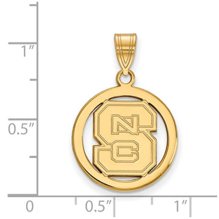 Sterling Silver Gold-plated LogoArt North Carolina State University N-C-S Small Circle Pendant