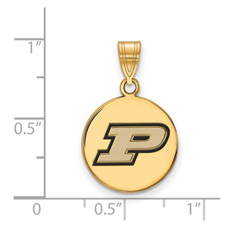 Sterling Silver Gold-plated LogoArt Purdue University Letter P Medium Enameled Disc Pendant
