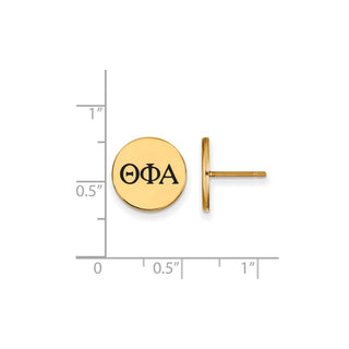 Sterling Silver Gold-plated LogoArt Theta Phi Alpha Sorority Greek Letters Black Enamel Post Earrings