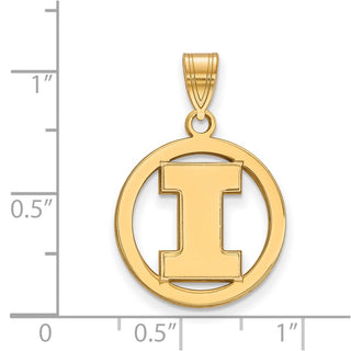 Sterling Silver Gold-plated LogoArt University of Illinois Letter I Medium Circle Pendant