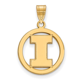 Sterling Silver Gold-plated LogoArt University of Illinois Letter I Medium Circle Pendant