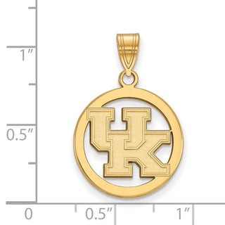 Sterling Silver Gold-plated LogoArt University of Kentucky U-K Small Circle Pendant