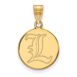 14k Gold LogoArt University of Louisville Letter L Medium Disc Pendant