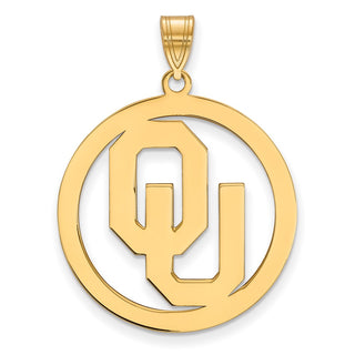 Sterling Silver Gold-plated LogoArt University of Oklahoma O-U Extra Large Circle Pendant