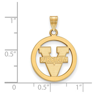 Sterling Silver Gold-plated LogoArt University of Virginia Small Circle Pendant