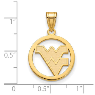 Sterling Silver Gold-plated LogoArt West Virginia University W-V Medium Circle Pendant