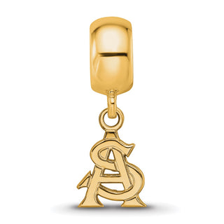 Sterling Silver Gold-plated LogoArt Arizona State University A-S Extra Small Dangle Bead Charm
