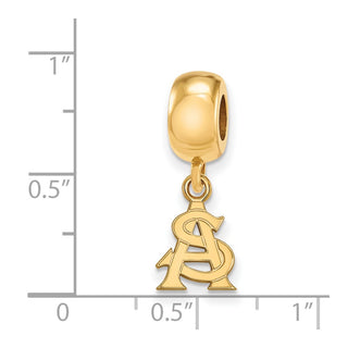 Sterling Silver Gold-plated LogoArt Arizona State University A-S Extra Small Dangle Bead Charm